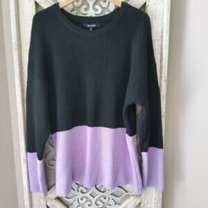 Chloe & Jasmine Women Plus Size 2X Pullover Long Sleeve Knit Sweater Black Lilac